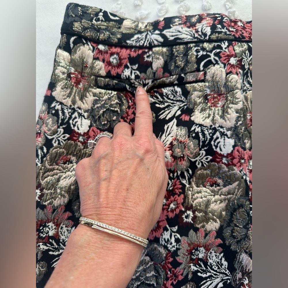 Anthropologie Maeve Jacquard Metallic Slim Trousers - Picture 9 of 11